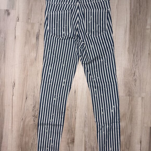 High Rise Navy and Cream Striped Zara Jean Legging 8 - Picture 4 of 7